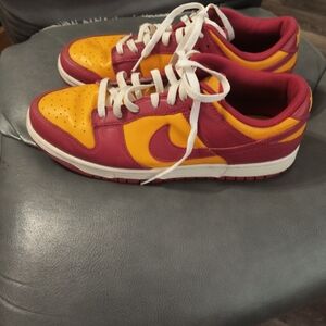 Nike Dunk Maroon and Gold Sneakers